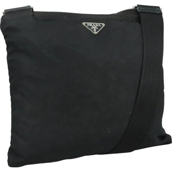 PRADA Shoulder Bag Nylon Black Auth 111765 - Picture 1 of 16